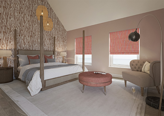 Willow Field, French Coral - Motorised Roman Blind - Image 6